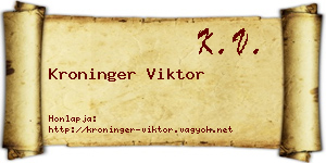 Kroninger Viktor névjegykártya